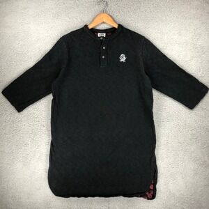 Billionaire Boys Club Mens XL Black Henley 3/4 Sleeve Longline Slub Cotton Shirt